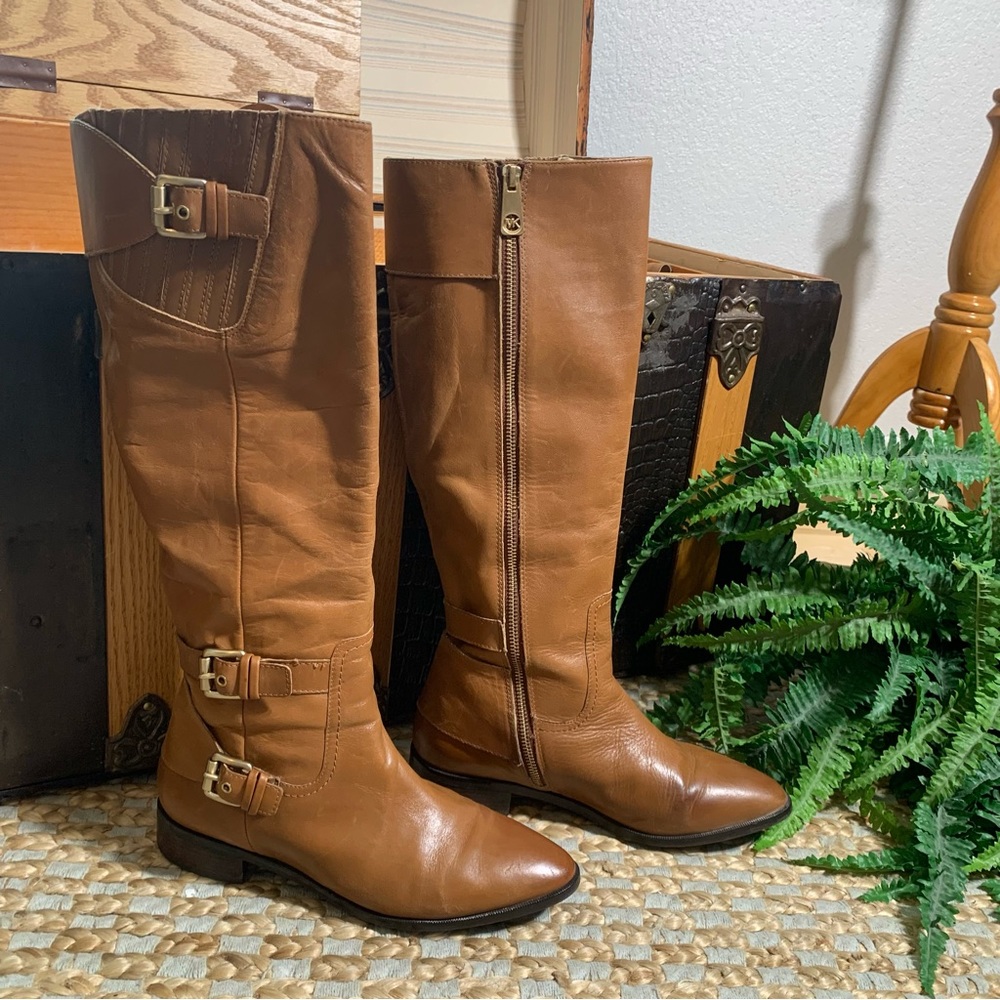 Michael Kors  leather boots tan over calf